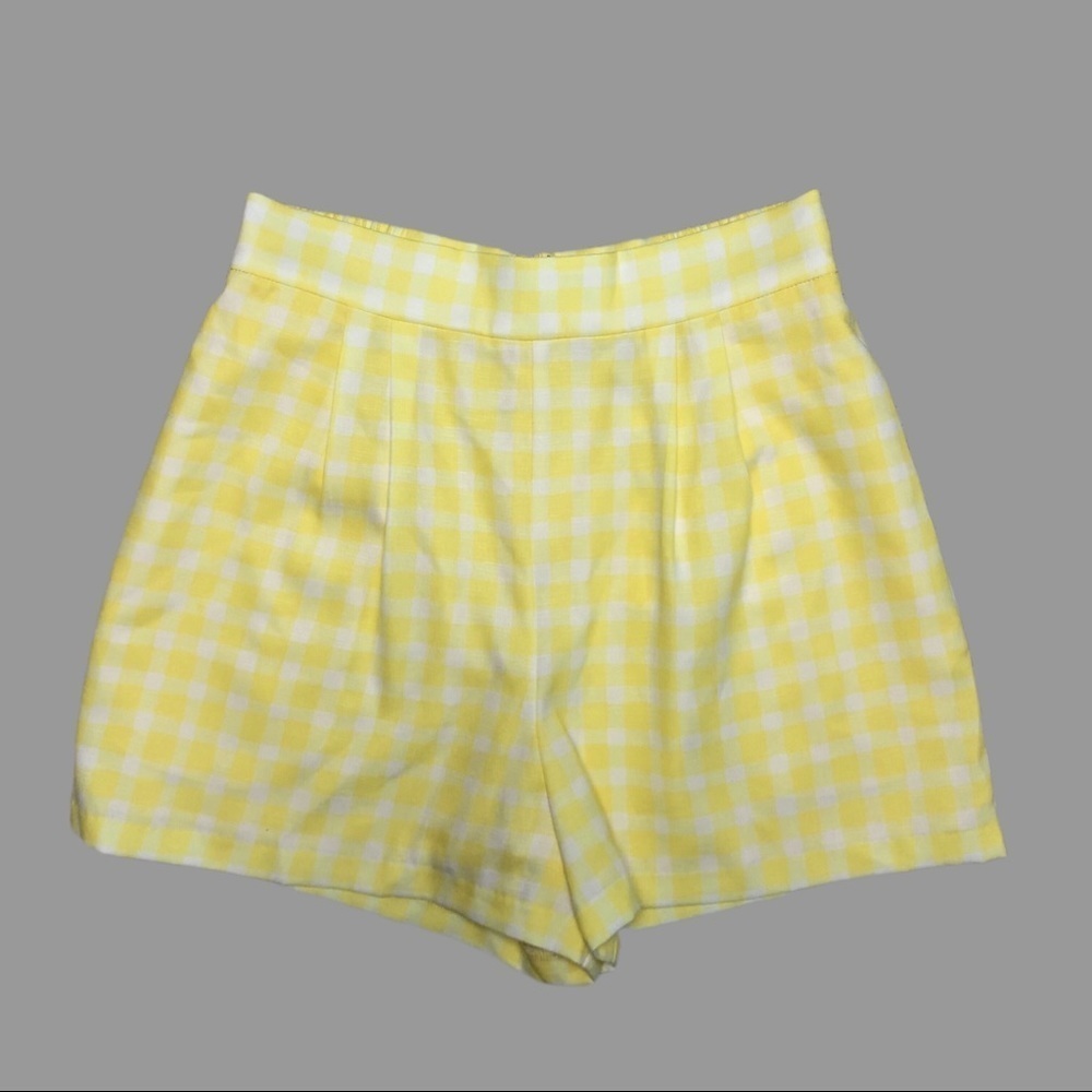 💚 10 💚 NWT Anthro Shorts Gingham Checkered Back Zip Pleated